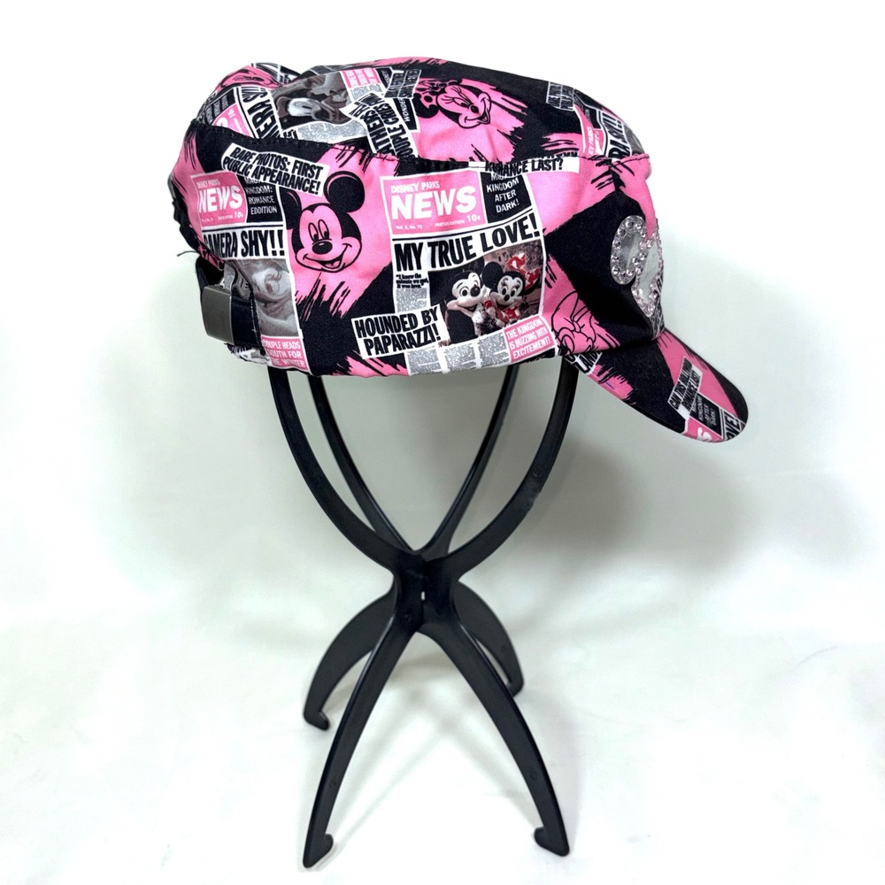 Disney Parks Mickey Minnie Mouse Newspaper Print Baseball Cap Adult Adjustable - Picture 2 of 14